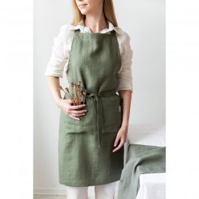Linen Apron Adjustable Bib Apron With Pockets Linen Half Apron